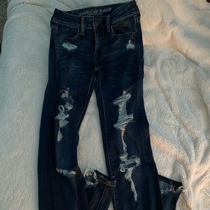 American Eagle Dark Wash Ripped Jeans